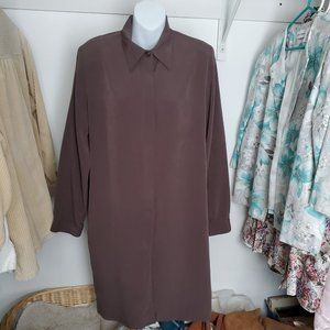 Lasania Womens Deep Purple Tunic Style Long Sleeve Button Down Shirt XL No Tag